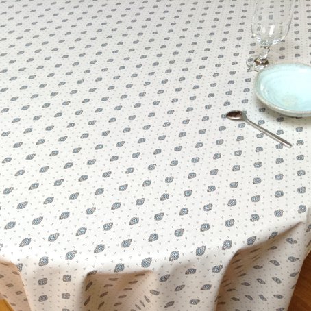 aqua colour provencal tablecloth with all-over design