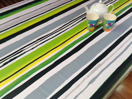 Acrylic coated french tablecloth with basque design