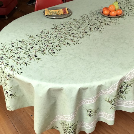green tablecloth acrylic coated with provincial olive designs