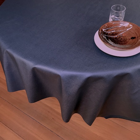 acrylic coated linen graphite grey tablecloth from France