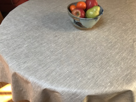 mid grey coated linen tablecloth