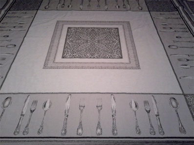 cutlery design square Jacquard tablecloth