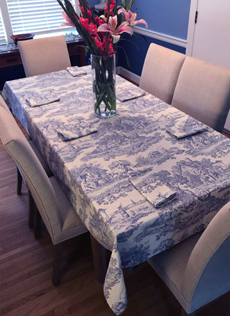 blue toile tablecloth US