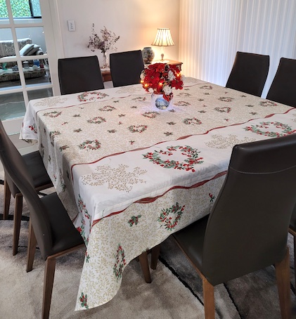 80 in x 80in square Christmas tablecloth