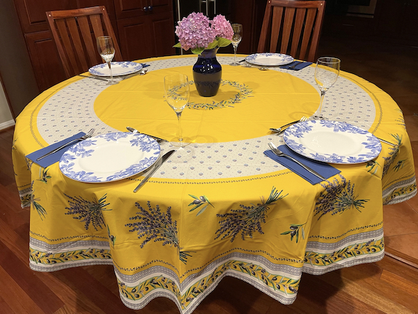 230 cm round 90 inches round acrylic coated french tablecloth