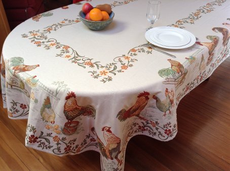 luxury French woven tablecloth with farm animals designs