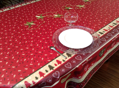 Acrylic coated french Christmas tablecloth