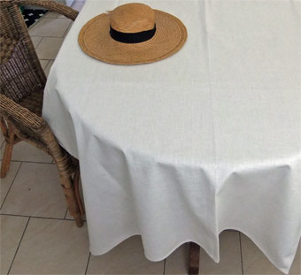 White coated linen tablecloth