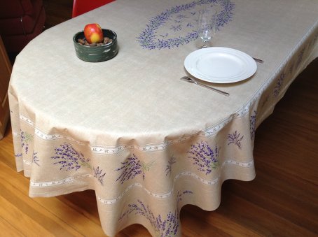 8 seater acrylic coated tablecloth with lavender design