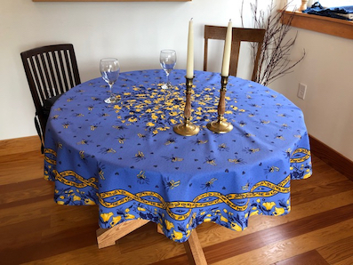 blue and gold 70 inches round cotton provencal tablecloth