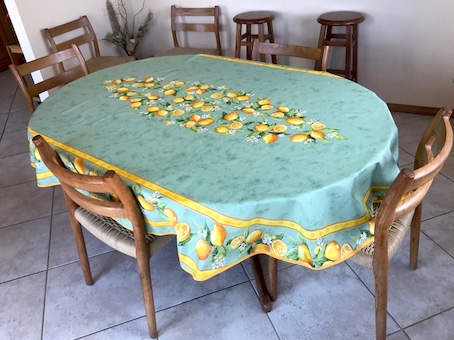 custom made oval tablecloth to suit an oval table that seats 6 people