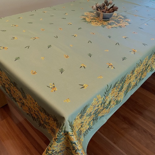Provence tablecloth with mimosa designs