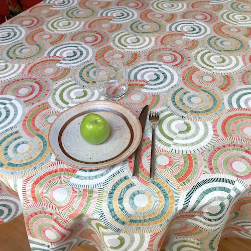 acrylic coated vintage french tablecloth