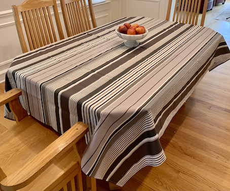 grey white and black acrylic coated basque design tablecloth