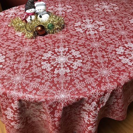 red christmas tablecloth acrylic coated with gold sparkles