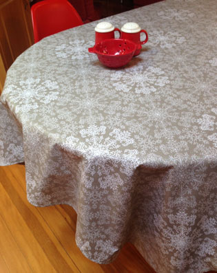 christmas oilcloth with sparkles