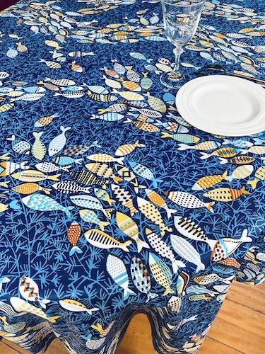 fish design treated tablecloth