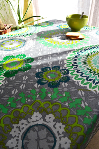 large treated tablecloth with contemporary designs